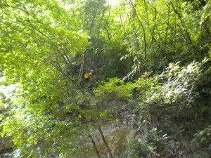 Ispezione delle pareti rocciose per pericolo di caduta massi sulla pista ciclabile Velo d'Astico